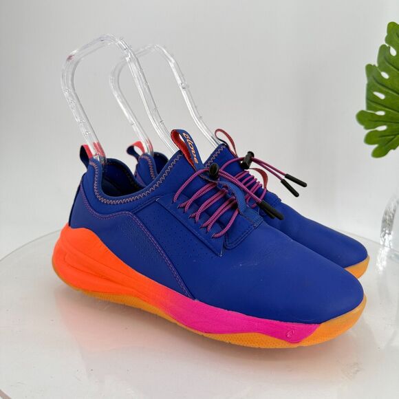 Vibrant Blue and Pink Sneakers with Elastic Lacing - Picture 2 of 14